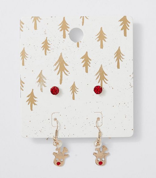 2 Pack Reindeer Earrings - Gold 