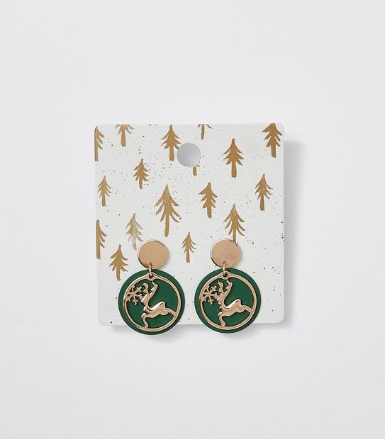 Reindeer Cut Out Earrings - Gold 