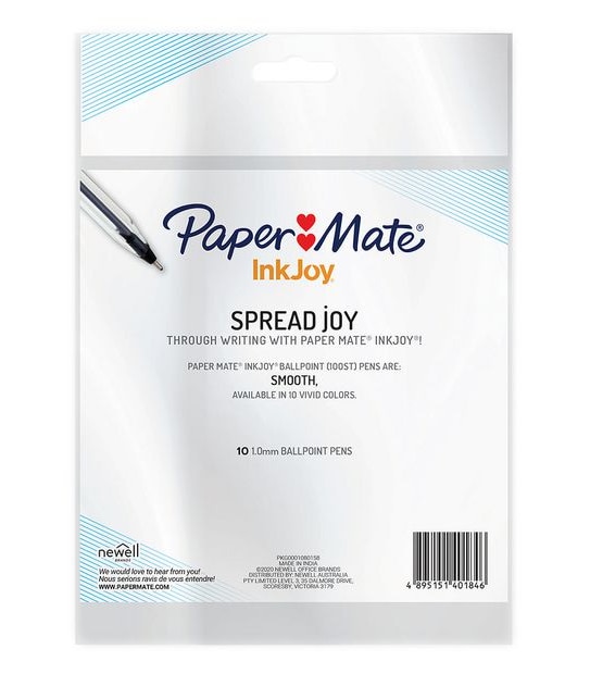 Paper Mate InkJoy 10 Pack 100ST Capped Black Ballpoint Pens