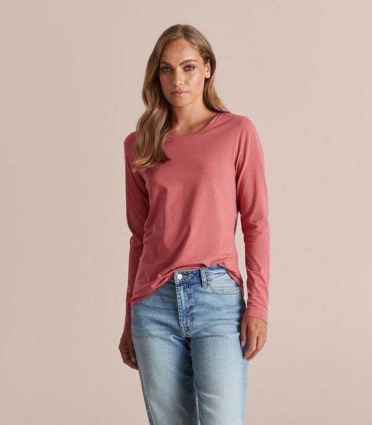 Organic Cotton Long Sleeve Crew Neck T-Shirt