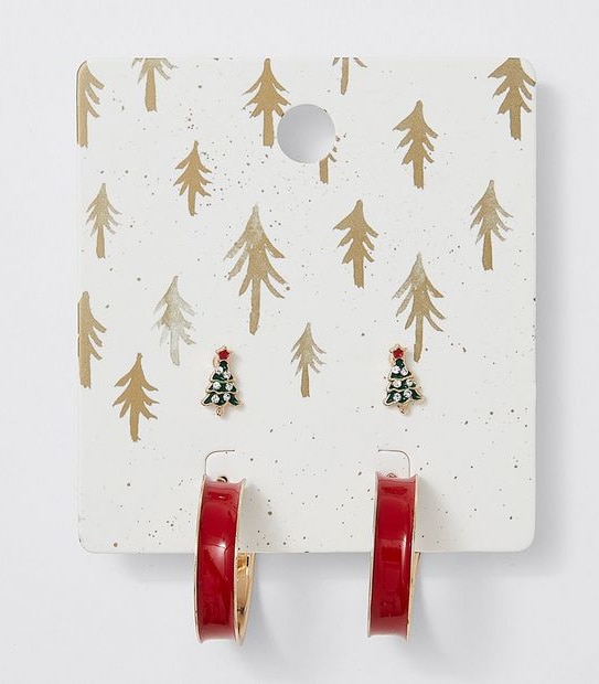 2 Pack Tree and Hoop Earrings - Gold 