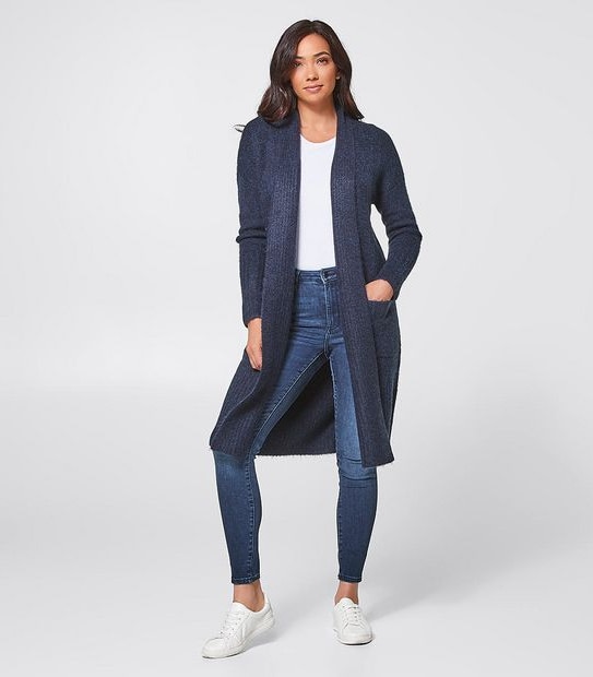 Maxi Edge To Edge Cardigan - Navy Blue Marle