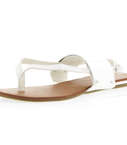 Desi Flat Thong Sandals - White