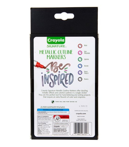 Crayola Signature 6 Pack Metallic Outline Markers