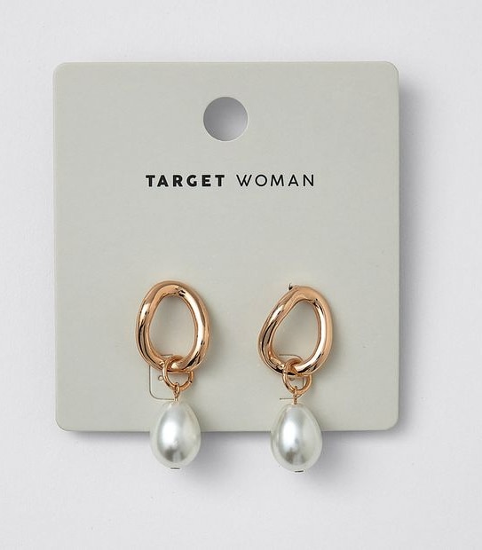 Pearl Metal Stud Earrings