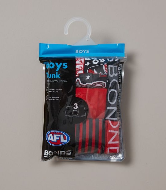 3 Pack Bonds Boys AFL Essendon Trunks