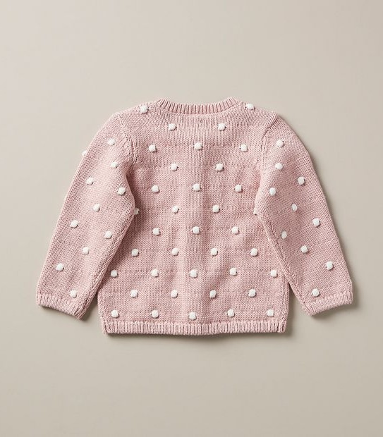 Baby Organic Cotton Pom-Pom Knit Cardigan
