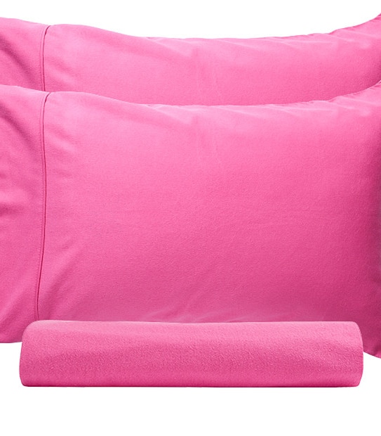 Flannelette Fitted Sheet Set - Hot Pink