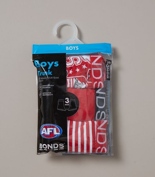 3 Pack Bonds Boys AFL Sydney Trunks
