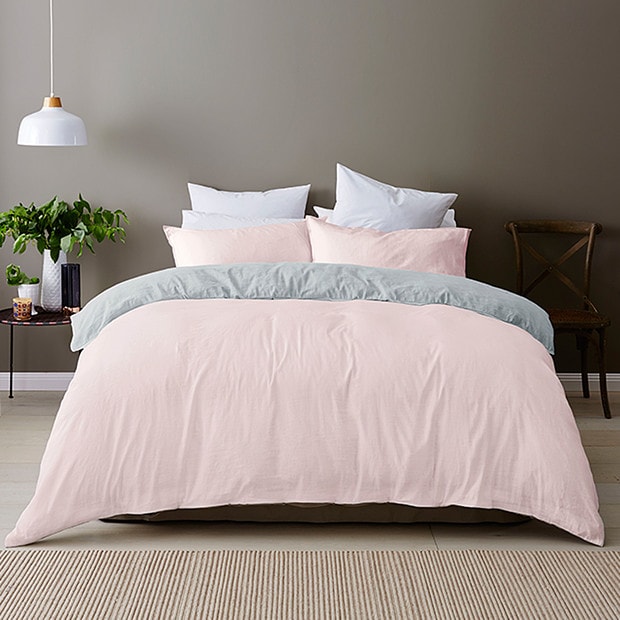 Linen Cotton Quilt Cover Set – Pink  Target Australia