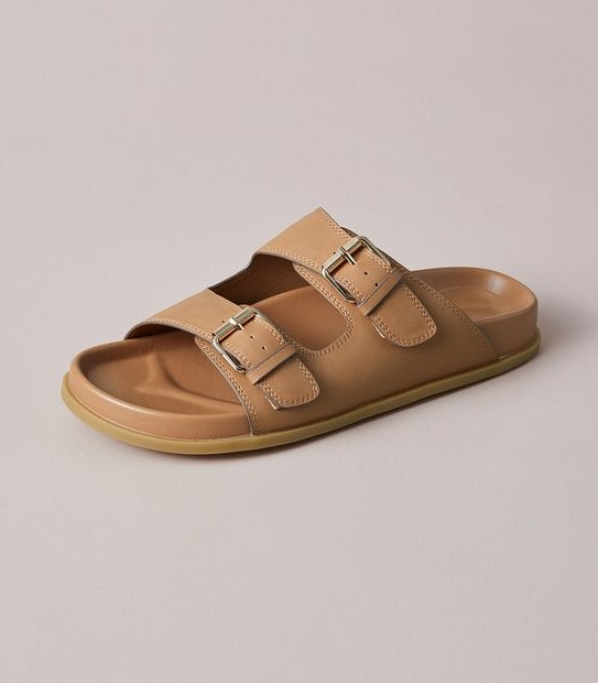 W MADDIE TAN DOUBLE BUCKLE SLIDE  SIZE 6-11