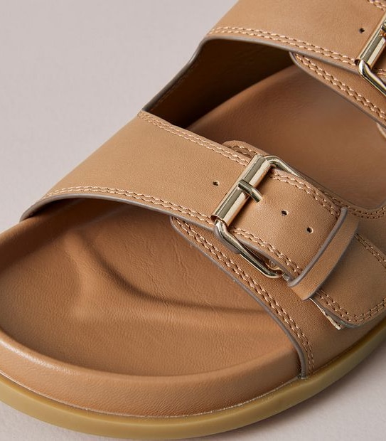 W MADDIE TAN DOUBLE BUCKLE SLIDE  SIZE 6-11