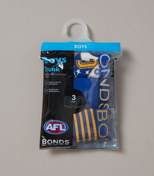 3 Pack Bonds Boys AFL West Coast Trunks