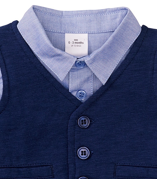 Boys' Long Sleeve Shirt And Vest Set