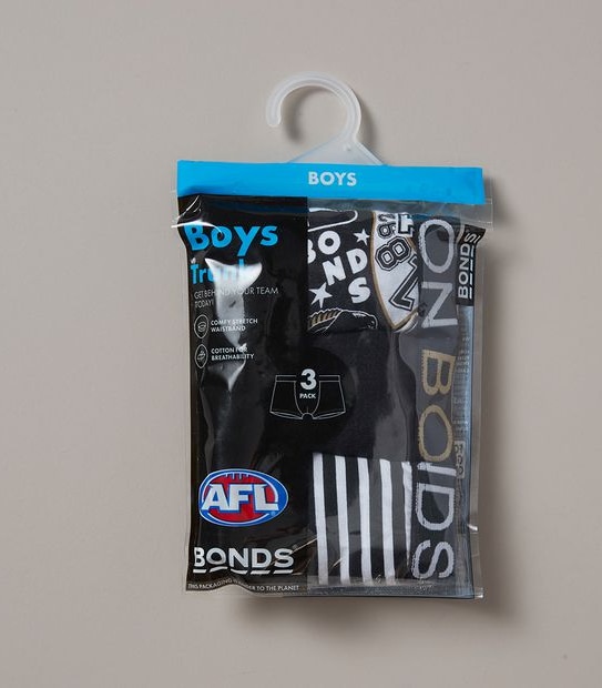 3 Pack Bonds Boys AFL Collingwood Trunks