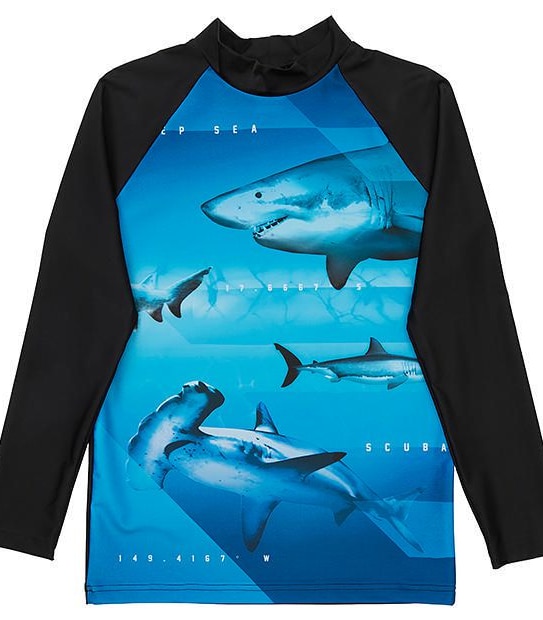 Long Sleeve Photographic Shark Rash Vest