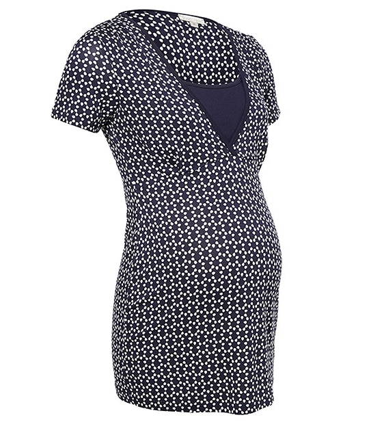 Maternity V-Neck Nursing Top - Navy Geo