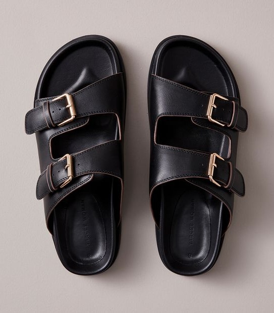 W MADDIE BLACK DOUBLE BUCKLE SLIDE  SIZE 6-11