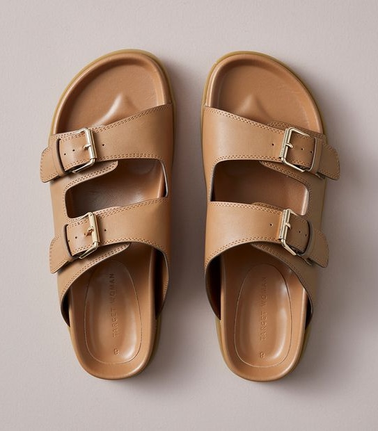 W MADDIE TAN DOUBLE BUCKLE SLIDE  SIZE 6-11