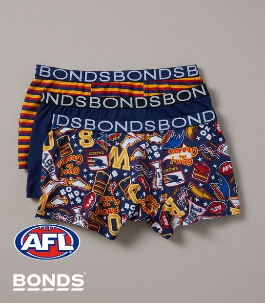 3 Pack Bonds Boys AFL Adelaide Trunks