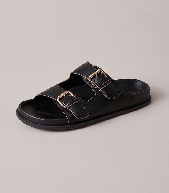 W MADDIE BLACK DOUBLE BUCKLE SLIDE  SIZE 6-11