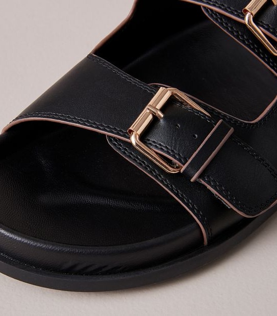 W MADDIE BLACK DOUBLE BUCKLE SLIDE  SIZE 6-11
