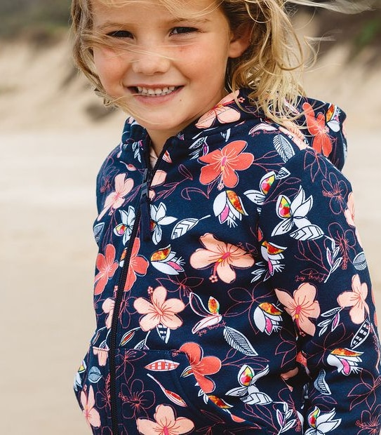 Piping Hot Kids Floral Zip Through Hoodie