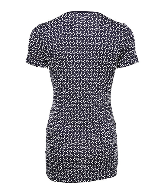 Maternity V-Neck Nursing Top - Navy Geo