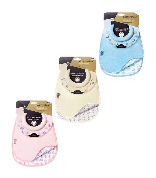 Tommee Tippee Closer To Nature 2 Pack Milk Feeding Bibs - Assorted*