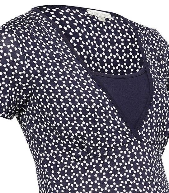 Maternity V-Neck Nursing Top - Navy Geo