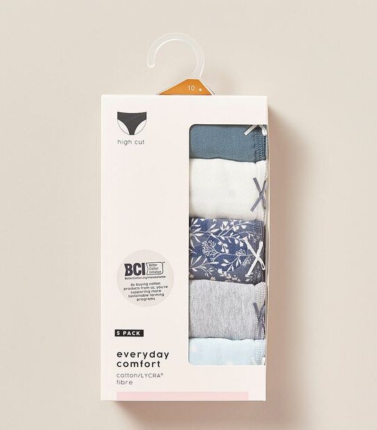 5 Pack Cotton/Elastane High Cut Briefs