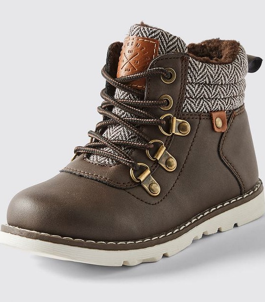 Junior Herringbone Lace Up Boot - Brown