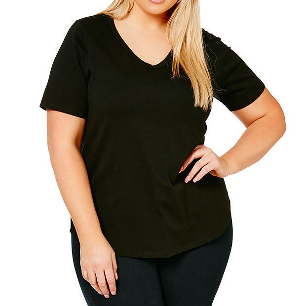 Belle Curve V-Neck T-Shirt - Black