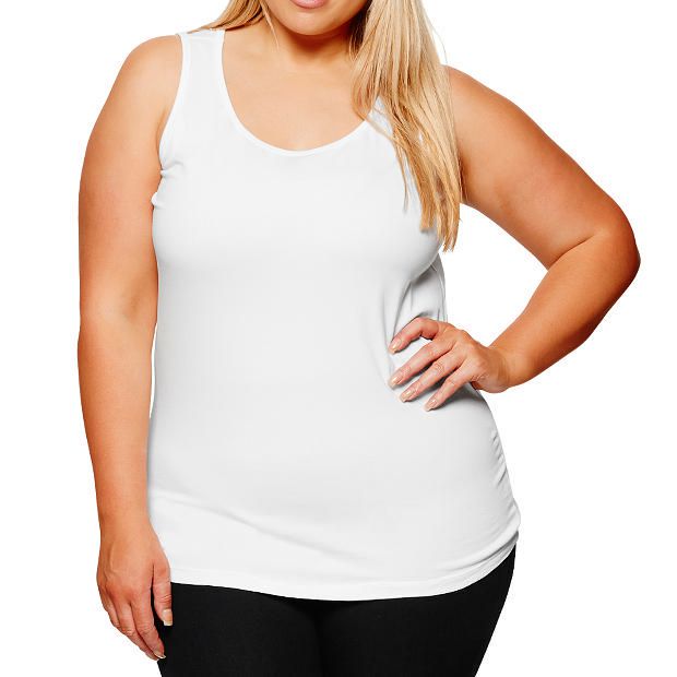 Belle Curve Scoop Neck Tank - White