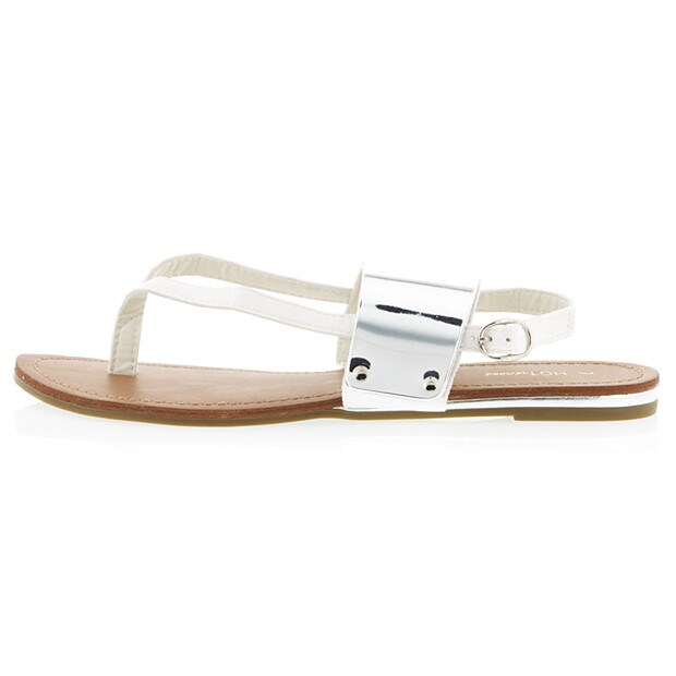 white flat thong sandals