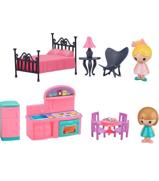 Mini Doll Suitcase - Bedroom & Kitchen Playcase