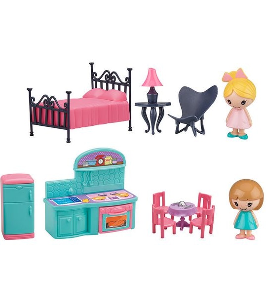 Mini Doll Suitcase - Bedroom & Kitchen Playcase