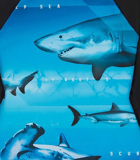 Long Sleeve Photographic Shark Rash Vest