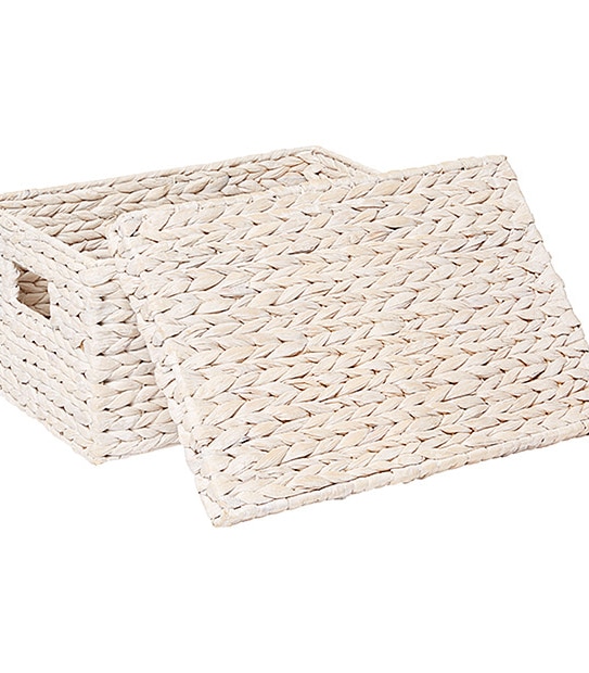 Hyacinth Medium Basket with Lid - White Wash