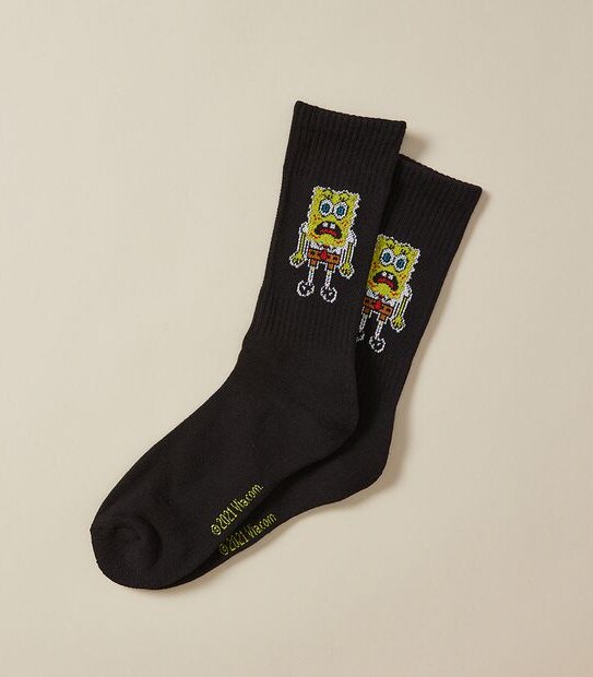 Licensed Glow In The Dark Crew Socks - SpongeBob SquarePants