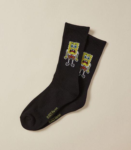 SpongeBob SquarePants Face Glow-In-The-Dark Crew Socks