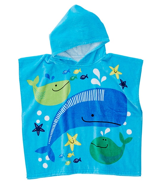 Fish Print Hooded Beach Poncho