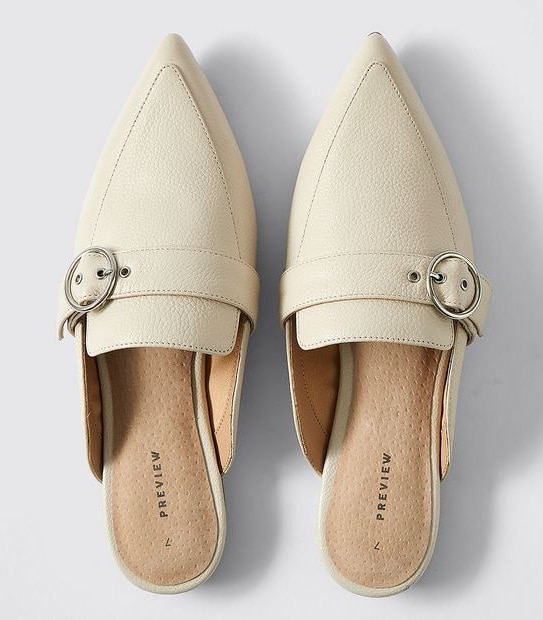 Preview Franca Leather Buckle Mules - Cream