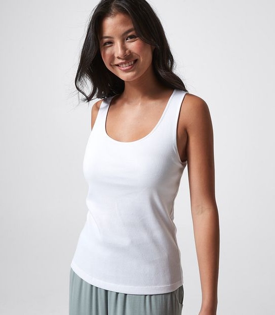 Organic Cotton Sleep Singlet with Shelf Bra