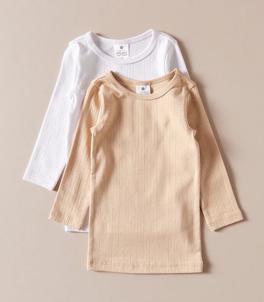 2 Pack Baby Organic Cotton Pointelle Tops