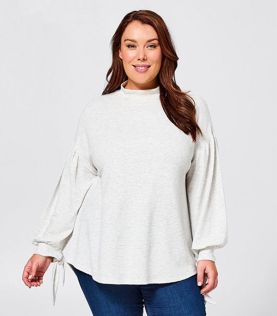 Belle Curve Balloon Top - Grey Marle