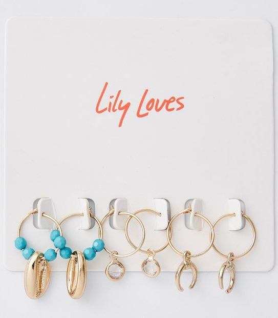 Lily Loves 3 Pack Drop Earrings - Blue