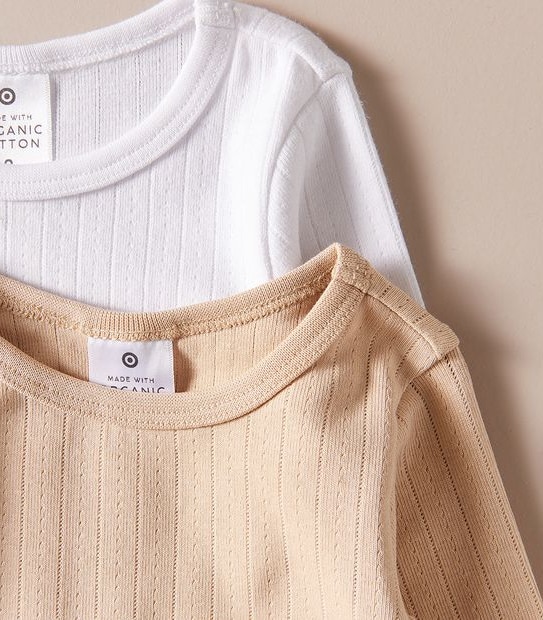 2 Pack Baby Organic Cotton Pointelle Tops