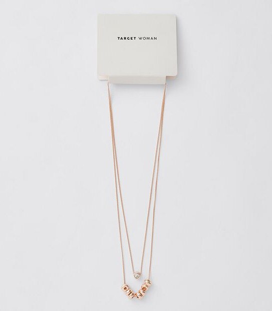 Multi Beaded Fine Layered Necklace - Rose Gold