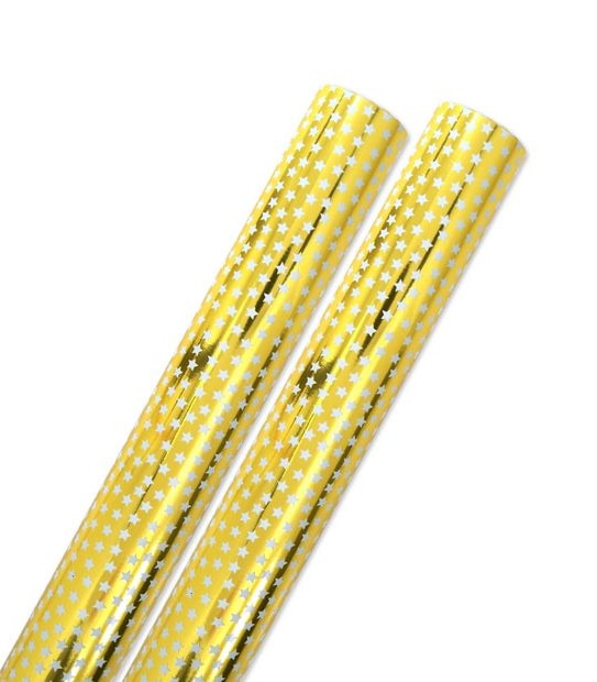 Hallmark Wrapping Paper - Gold and White Stars